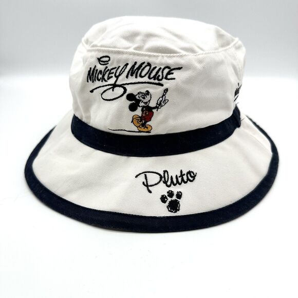 Walt Disney World Vintage White Bucket Hat Embroidered Character Signatures - Picture 1 of 6